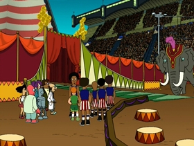 Screenshots from the 2001 Curiosity Company cartoon Time Keeps On Slippin