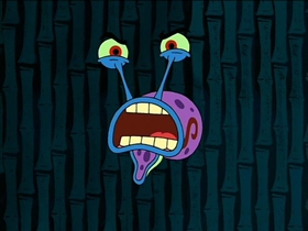 Screenshots from the 2001 United Plankton Pictures cartoon Procrastination