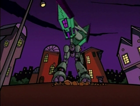 Screenshots from the 2001 Nickelodeon cartoon Invasion of the Idiot Dog Brain
