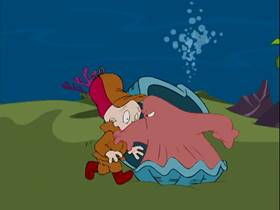 Screenshots from the 2001 Warner Bros. cartoon Speared, Seared and Feared