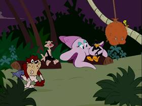 Screenshots from the 2001 Warner Bros. cartoon Speared, Seared and Feared