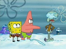 Screenshots from the 2002 United Plankton Pictures cartoon Snowball Effect