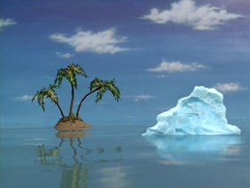 Screenshots from the 2002 United Plankton Pictures cartoon Snowball Effect