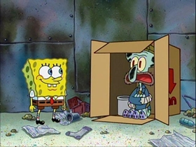 Screenshots from the 2002 United Plankton Pictures cartoon Can You Spare a Dime?