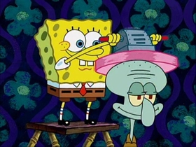 Screenshots from the 2002 United Plankton Pictures cartoon Can You Spare a Dime?