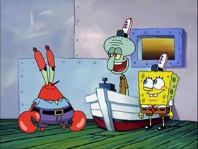 Screenshots from the 2002 United Plankton Pictures cartoon Can You Spare a Dime?