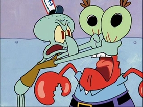 Screenshots from the 2002 United Plankton Pictures cartoon Can You Spare a Dime?