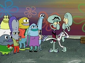 Screenshots from the 2002 United Plankton Pictures cartoon Squilliam Returns