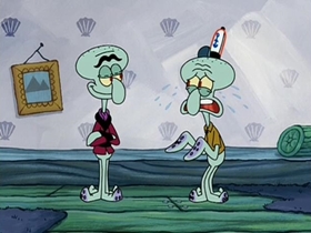 Screenshots from the 2002 United Plankton Pictures cartoon Squilliam Returns
