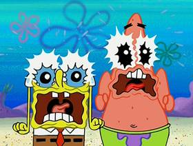 Screenshots from the 2002 United Plankton Pictures cartoon Wet Painters