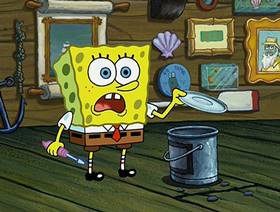 Screenshots from the 2002 United Plankton Pictures cartoon Wet Painters