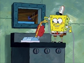 Screenshots from the 2002 United Plankton Pictures cartoon Krusty Krab Training Video