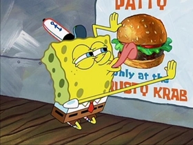 Screenshots from the 2002 United Plankton Pictures cartoon Krusty Krab Training Video