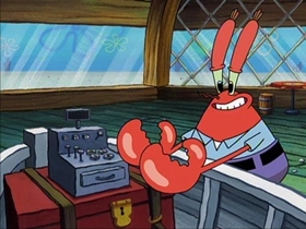 Screenshots from the 2002 United Plankton Pictures cartoon Krusty Krab Training Video