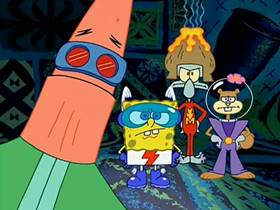 Screenshots from the 2002 United Plankton Pictures cartoon Mermaid Man and Barnacle Boy V