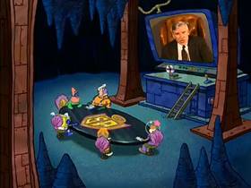 Screenshots from the 2002 United Plankton Pictures cartoon Mermaid Man and Barnacle Boy V