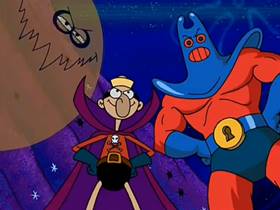 Screenshots from the 2002 United Plankton Pictures cartoon Mermaid Man and Barnacle Boy V