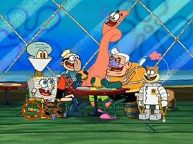 Screenshots from the 2002 United Plankton Pictures cartoon Mermaid Man and Barnacle Boy V