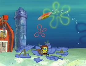 Screenshots from the 2003 United Plankton Pictures cartoon The Sponge Who Could Fly
