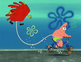 Screenshots from the 2003 United Plankton Pictures cartoon The Sponge Who Could Fly