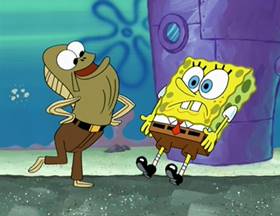 Screenshots from the 2003 United Plankton Pictures cartoon The Sponge Who Could Fly