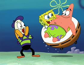 Screenshots from the 2003 United Plankton Pictures cartoon The Sponge Who Could Fly
