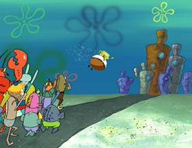 Screenshots from the 2003 United Plankton Pictures cartoon The Sponge Who Could Fly