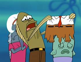 Screenshots from the 2003 United Plankton Pictures cartoon The Sponge Who Could Fly