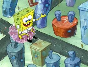 Screenshots from the 2003 United Plankton Pictures cartoon The Sponge Who Could Fly