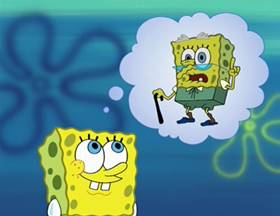 Screenshots from the 2003 United Plankton Pictures cartoon The Sponge Who Could Fly