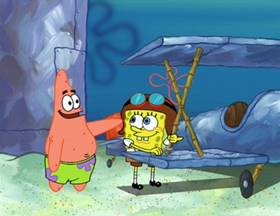 Screenshots from the 2003 United Plankton Pictures cartoon The Sponge Who Could Fly