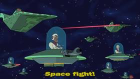 Screenshots from the 2003 Warner Bros. cartoon Duck Dodgers in Attack of the Drones