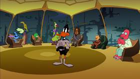 Screenshots from the 2003 Warner Bros. cartoon Duck Dodgers in Attack of the Drones