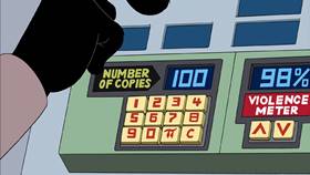 Screenshots from the 2003 Warner Bros. cartoon Duck Dodgers in Attack of the Drones