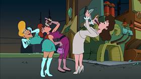 Screenshots from the 2003 Warner Bros. cartoon Duck Dodgers in Attack of the Drones