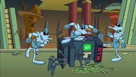 Screenshots from the 2003 Warner Bros. cartoon Duck Dodgers in Attack of the Drones