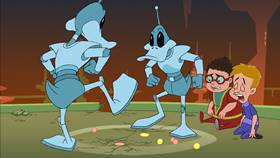 Screenshots from the 2003 Warner Bros. cartoon Duck Dodgers in Attack of the Drones