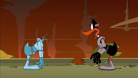 Screenshots from the 2003 Warner Bros. cartoon Duck Dodgers in Attack of the Drones