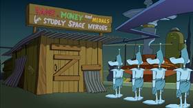 Screenshots from the 2003 Warner Bros. cartoon Duck Dodgers in Attack of the Drones