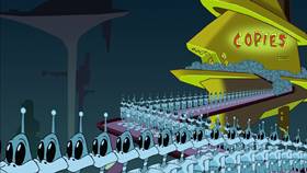 Screenshots from the 2003 Warner Bros. cartoon Duck Dodgers in Attack of the Drones