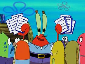 Screenshots from the 2004 United Plankton Pictures cartoon Krabby Land