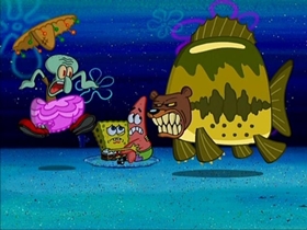 Screenshots from the 2004 United Plankton Pictures cartoon The Camping Episode