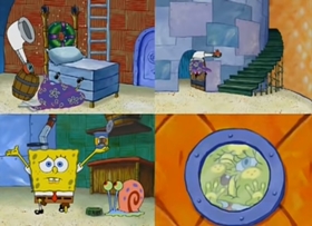 Screenshots from the 2004 United Plankton Pictures cartoon Missing Identity