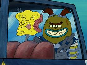 Screenshots from the 2004 United Plankton Pictures cartoon SpongeBob Meets the Strangler