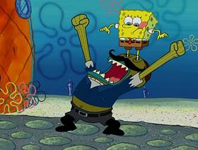 Screenshots from the 2004 United Plankton Pictures cartoon SpongeBob Meets the Strangler