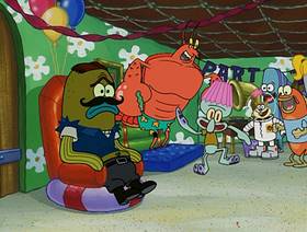 Screenshots from the 2004 United Plankton Pictures cartoon SpongeBob Meets the Strangler