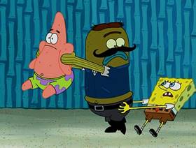 Screenshots from the 2004 United Plankton Pictures cartoon SpongeBob Meets the Strangler