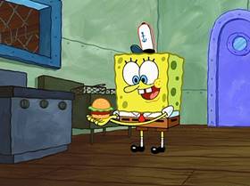 Screenshots from the 2005 United Plankton Pictures cartoon Fear of a Krabby Patty