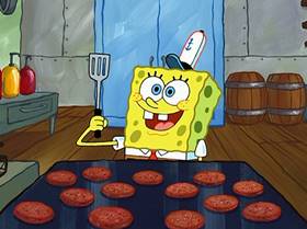 Screenshots from the 2005 United Plankton Pictures cartoon Fear of a Krabby Patty