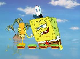 Screenshots from the 2005 United Plankton Pictures cartoon Fear of a Krabby Patty